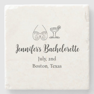 Posavasos De Piedra Bachillerato de cóctel de vidrio de Bikini fiesta