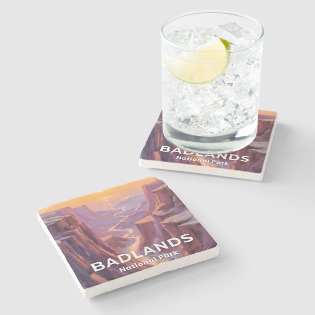 Posavasos De Piedra Badlands National Park South Dakota Painting (Lateral)