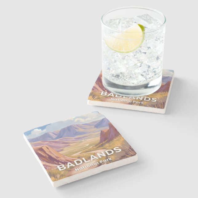 Posavasos De Piedra Badlands National Park South Dakota Travel Art (Lateral)