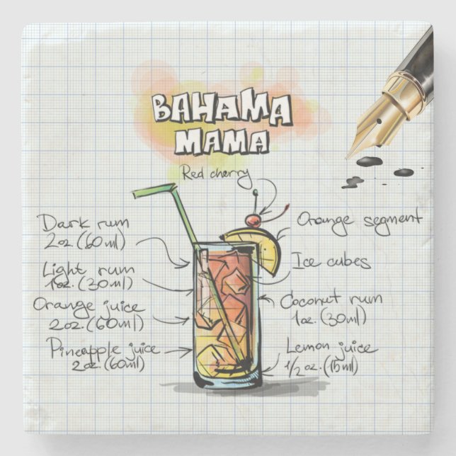 Posavasos De Piedra Bahama Mama Drink (Anverso)