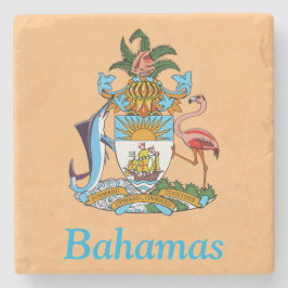 Posavasos De Piedra Bahamas con escudo de armas (paraíso caribeño)