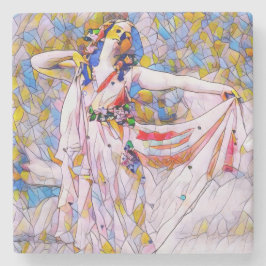 Posavasos De Piedra Bailarina de vidrio manchado con vestido flojo