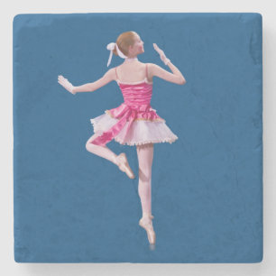 Posavasos De Piedra Bailarina en rosa y blanco