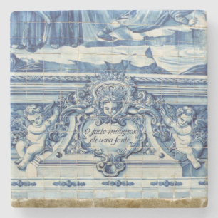 Posavasos De Piedra Baldosas de pared azules y blancas de Portugal con