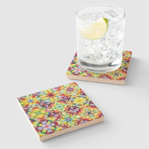 Posavasos De Piedra Baldosas mediterráneas, mosaicos de tinta de alcoh