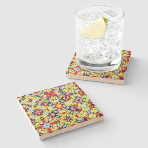 Posavasos De Piedra Baldosas mediterráneas, mosaicos de tinta de alcoh