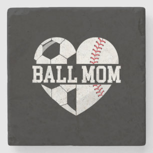 Posavasos De Piedra Ball Mom Shirt Heart Graciosa Béisbol