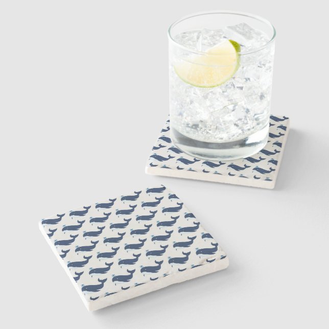 Posavasos De Piedra Ballena azul, náutica (Lateral)