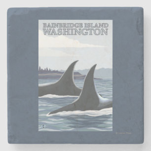 Posavasos De Piedra Ballenas #1 - isla de Bainbridge, Washington de la