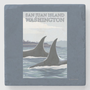 Posavasos De Piedra Ballenas #1 - isla de San Juan, Washington de la