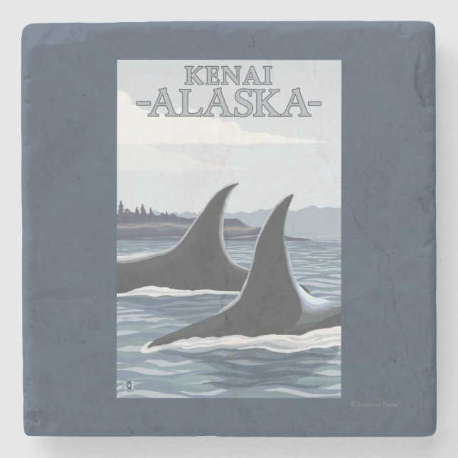 Posavasos De Piedra Ballenas #1 - Kenai, Alaska de la orca (Anverso)