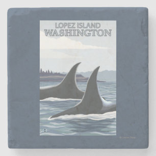 Posavasos De Piedra Ballenas #1 - López, Washington de la orca