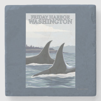 Posavasos De Piedra Ballenas #1 - puerto de viernes, Washington de la