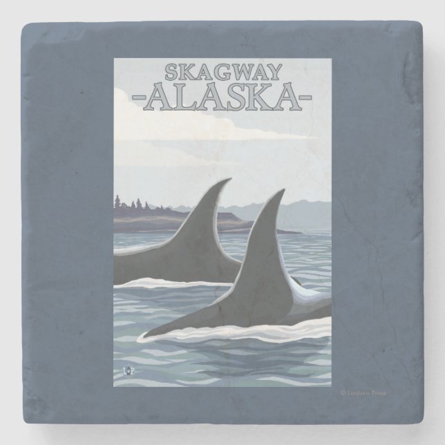 Posavasos De Piedra Ballenas #1 - Skagway, Alaska de la orca (Anverso)