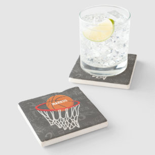 Posavasos De Piedra Baloncesto personalizado y aro de la pizarra