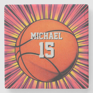 Posavasos De Piedra Baloncesto Tu Nombre Pop Art