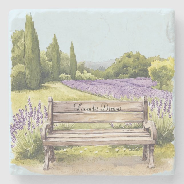 Posavasos De Piedra Banco de los Sueños de Lavanda (Anverso)