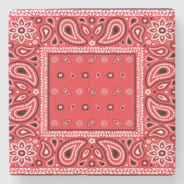 Posavasos De Piedra Banda roja paisley bandanas rap hip hop f (Anverso)