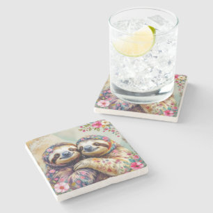 Posavasos De Piedra Bandas acuáticas florales 1