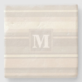 Posavasos De Piedra Bandas beige monogramo