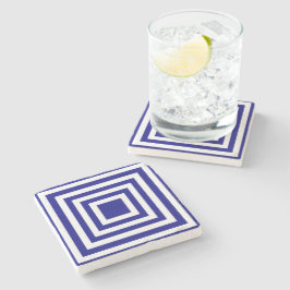Posavasos De Piedra Bandas cuadradas blancas y azules de la Marina