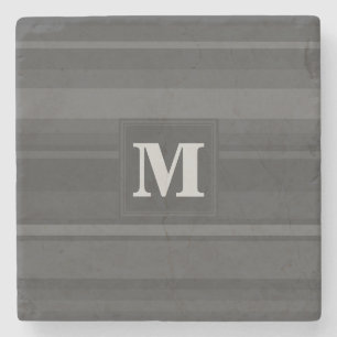 Posavasos De Piedra Bandas de carbón vegetal monogramo