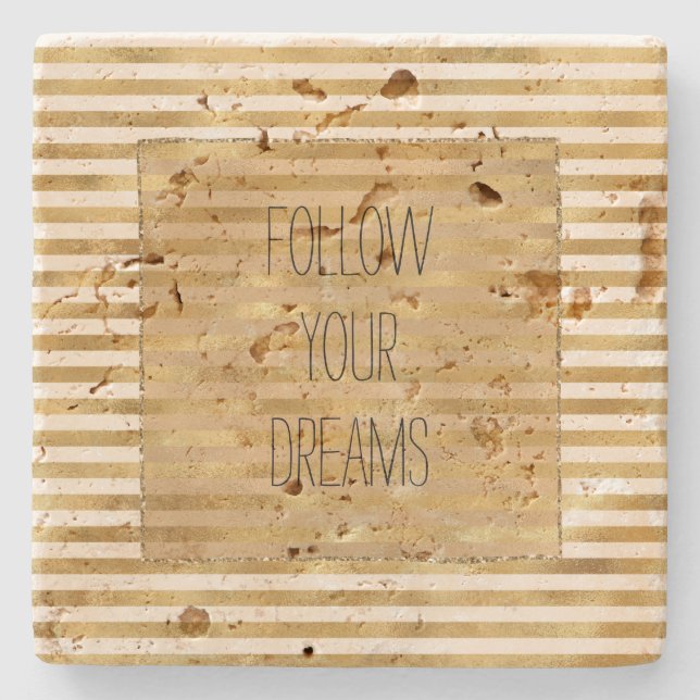 Posavasos De Piedra Bandas de crema de oro (Anverso)