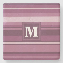 Posavasos De Piedra Bandas de mauve monogramo