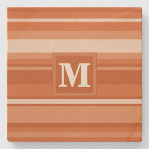 Posavasos De Piedra Bandas de naranja monogramo