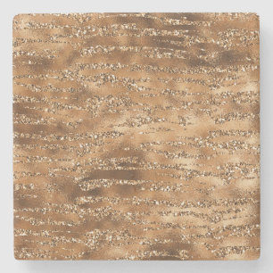 Posavasos De Piedra Bandas Purpurinas Gold Brown