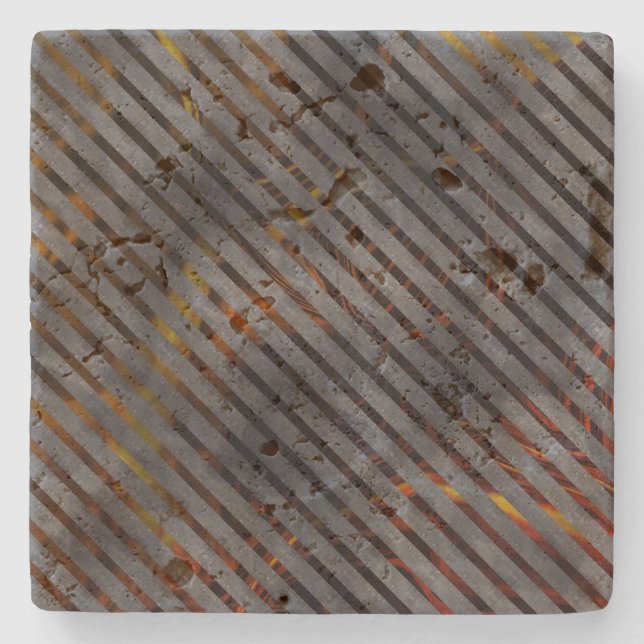 Posavasos De Piedra Bandas transversales grises, cintas de carbono, ro (Anverso)