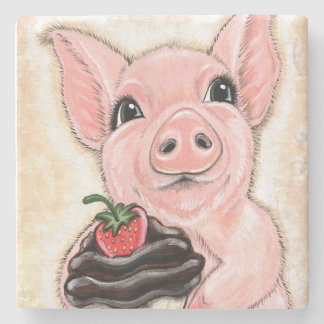 Posavasos De Piedra Bandeja de Piedra Cerdo Cupcake
