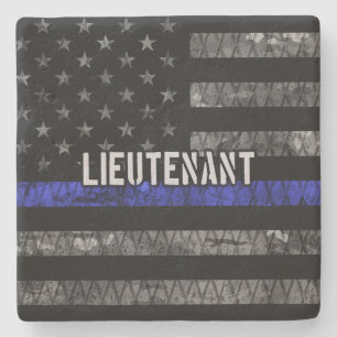 Posavasos De Piedra Bandera alterada de la línea azul Teniente Thin