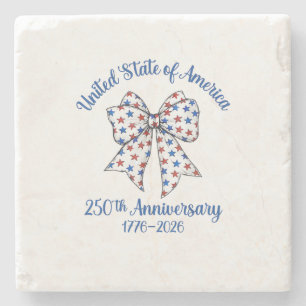 Posavasos De Piedra Bandera Americana del 4 de Julio Vintage 250 Años 