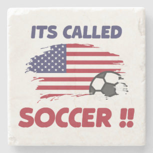Posavasos De Piedra Bandera americana divertida se llama FUTBOL no FOO