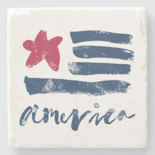 Posavasos De Piedra Bandera americana Paintstrokes