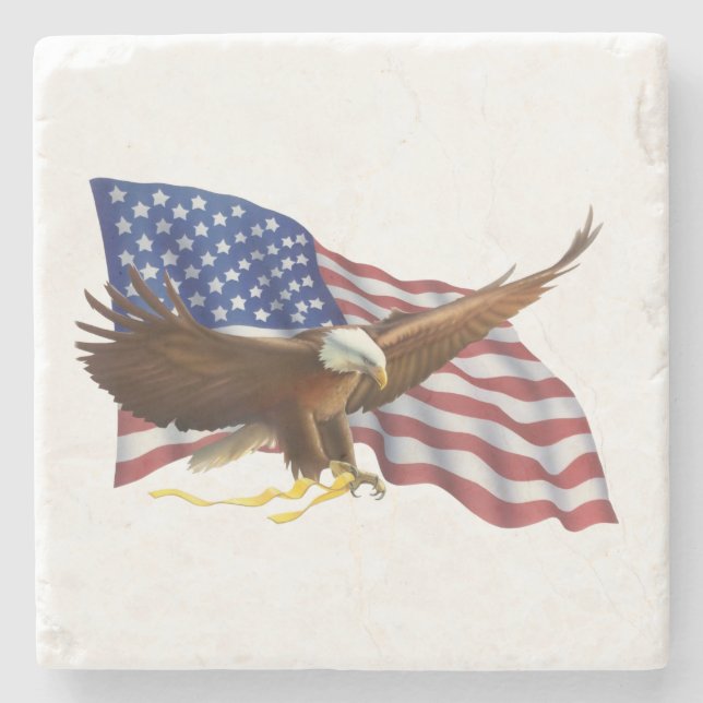 Posavasos De Piedra Bandera americana y Eagle (Anverso)