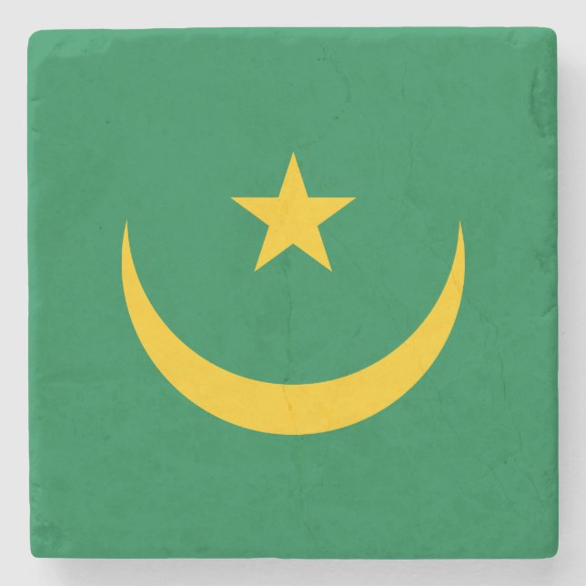Posavasos De Piedra Bandera antigua de Mauritania (Anverso)