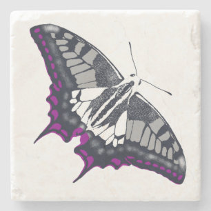 Posavasos De Piedra Bandera asexual mariposa de cerda