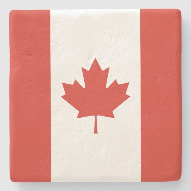 Posavasos De Piedra Bandera canadiense (hoja de arce) (Canadá) (Anverso)