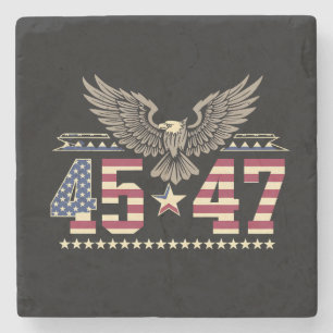 Posavasos De Piedra Bandera de águila estadounidense vintage Trump 45