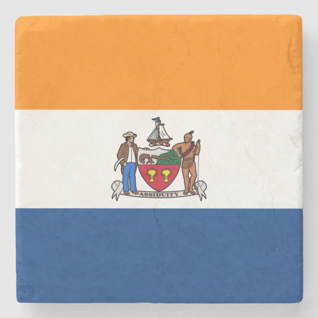 Posavasos De Piedra Bandera de Albany, Nueva York (Anverso)