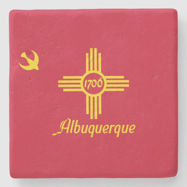 Posavasos De Piedra Bandera de Albuquerque (Nuevo México) (Anverso)