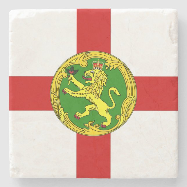 Posavasos De Piedra Bandera de Alderney Patriótica (Anverso)