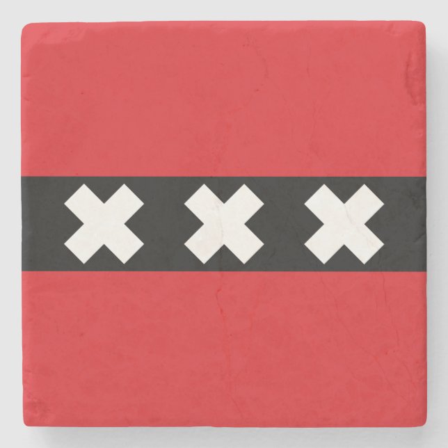 Posavasos De Piedra Bandera de Amsterdam, Países Bajos (Anverso)