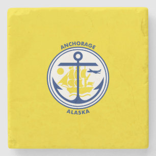 Posavasos De Piedra Bandera de Anchorage (Alaska)