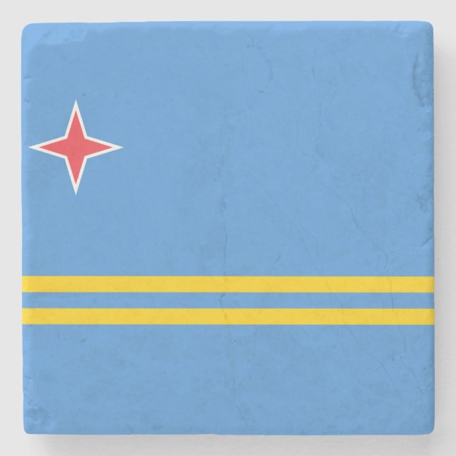 Posavasos De Piedra Bandera de Aruba (Anverso)
