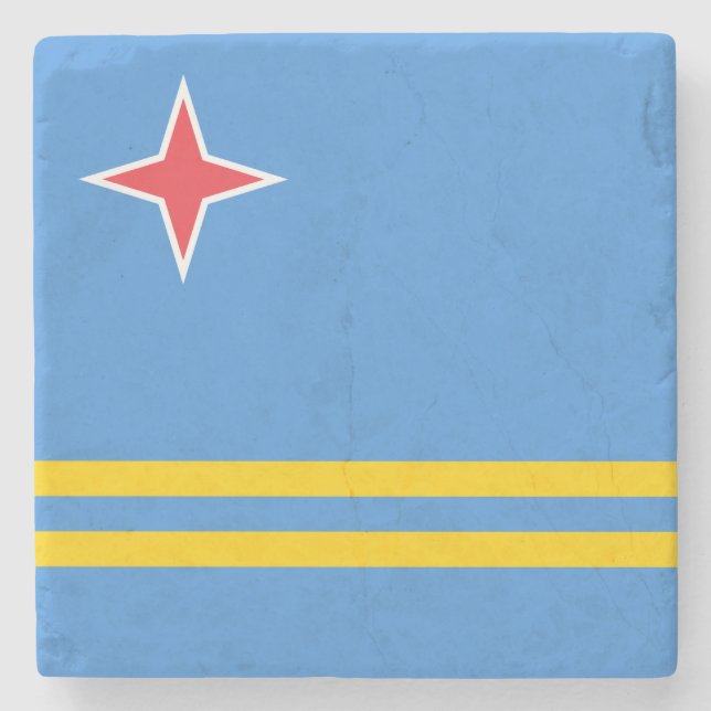 Posavasos De Piedra Bandera de Aruba Patriótica (Anverso)