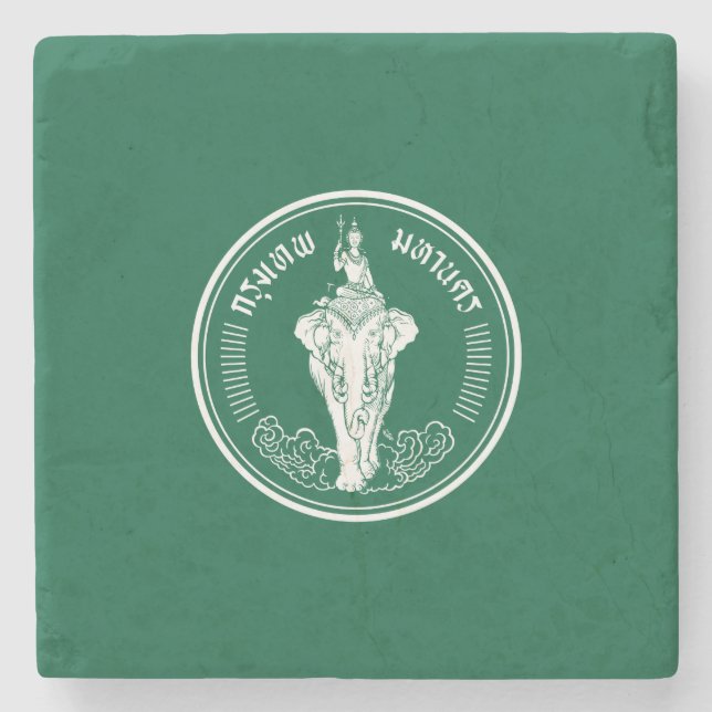 Posavasos De Piedra Bandera de Bangkok (ciudad capital de Tailandia) (Anverso)