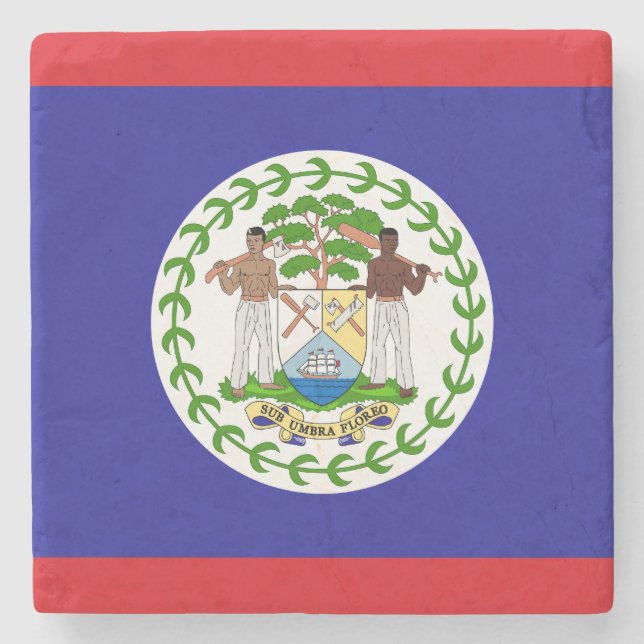 Posavasos De Piedra Bandera de Belice (Anverso)
